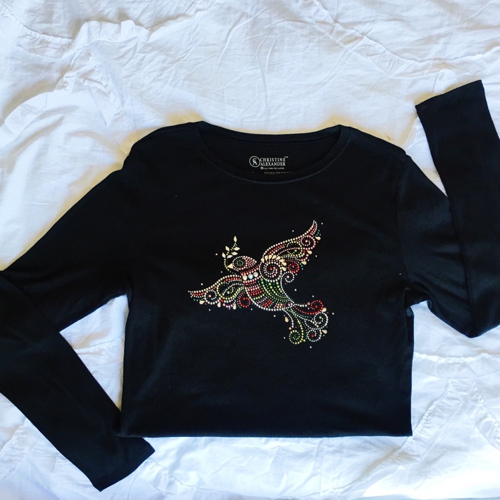 Christine Alexander Black Long Sleeve Dove Shirt
